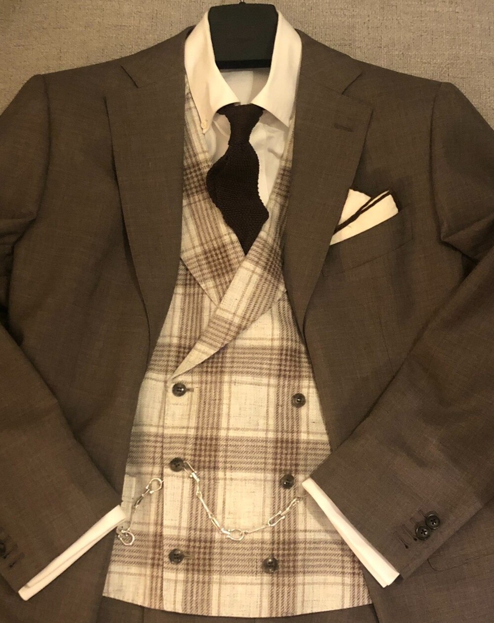 Suitsupply Lazio Men's Suit Size 46 Light Brown Wool Linen